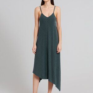 NEW‎ SPLENDID V-Neck Cami Midi Dress Green Stripe Size Small